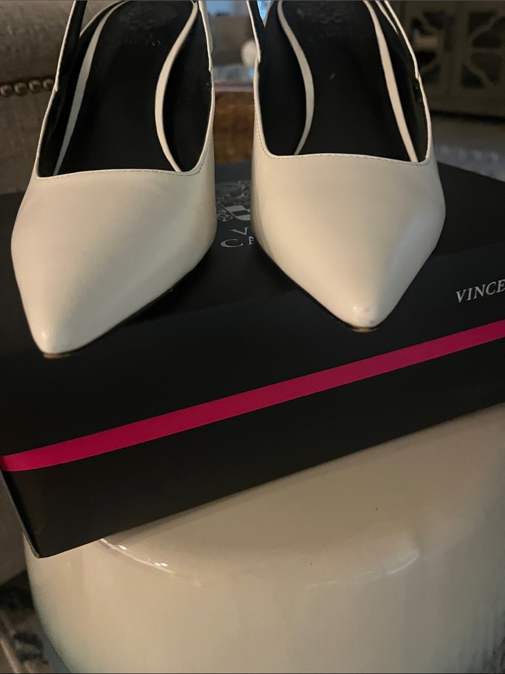 Vince Camuto White Pointed Slingback Heels - Picture 4 of 4